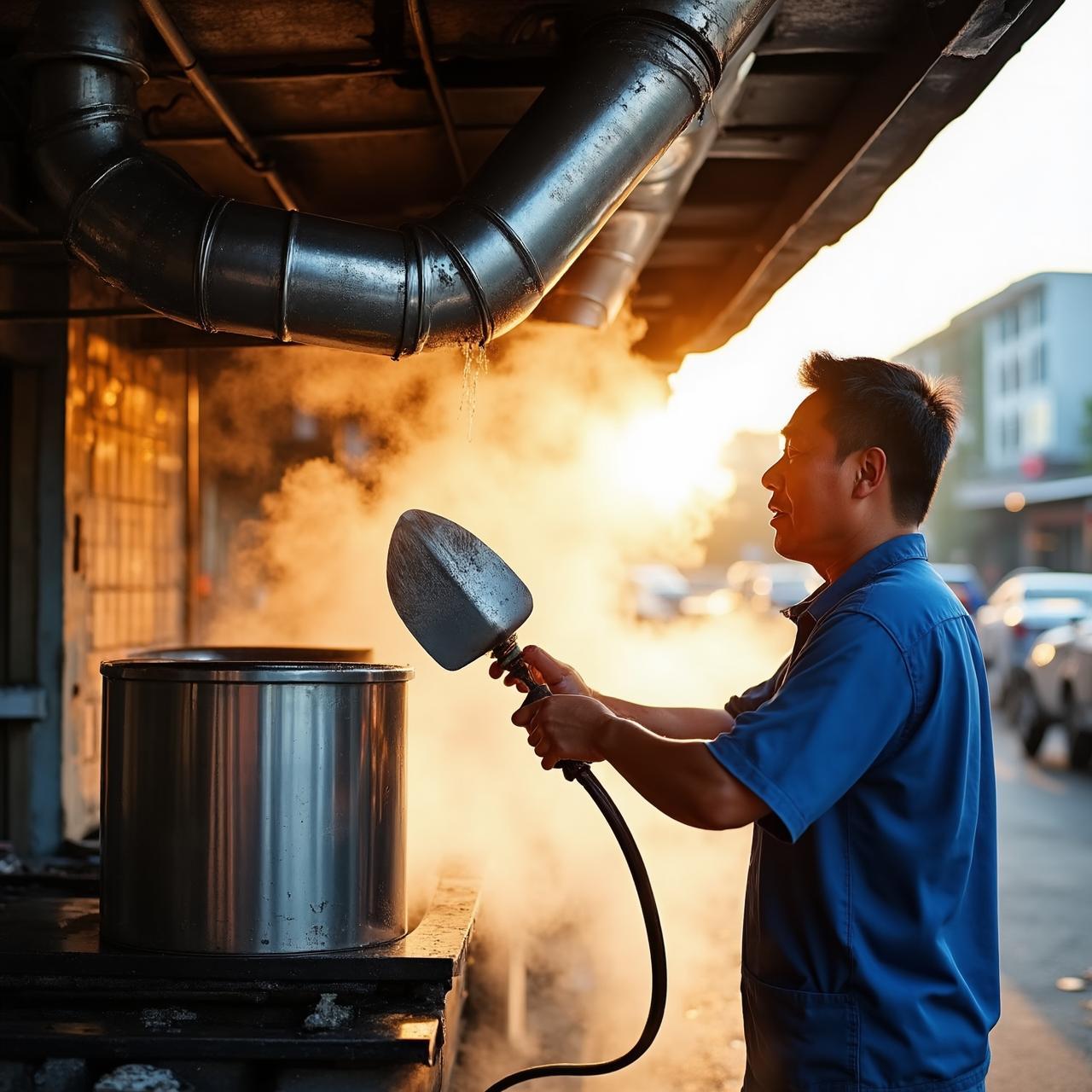 排烟管道清洗前后对比：深圳烧烤店如何恢复排烟效率